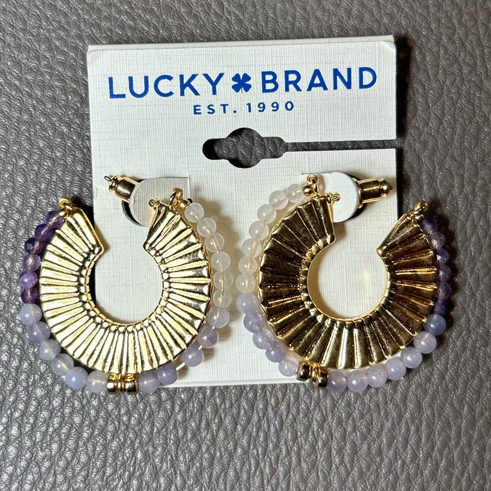 Lucky Brand beaded hoop earrings.